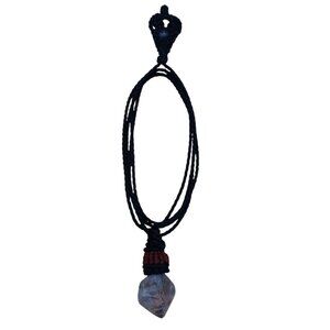 Unisex Necklace Woven Macramé Thread Natural Stone Amethyst Spiritual Amulet